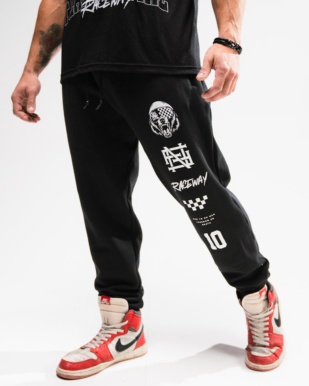 RACE BEAR FITTED JOGGERS - BLACK