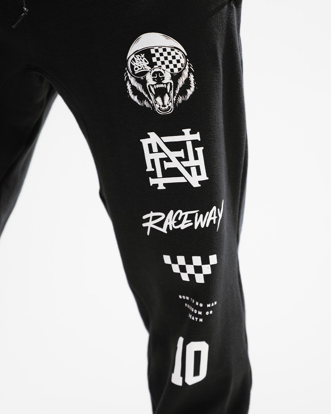 RACE BEAR FITTED JOGGERS - BLACK