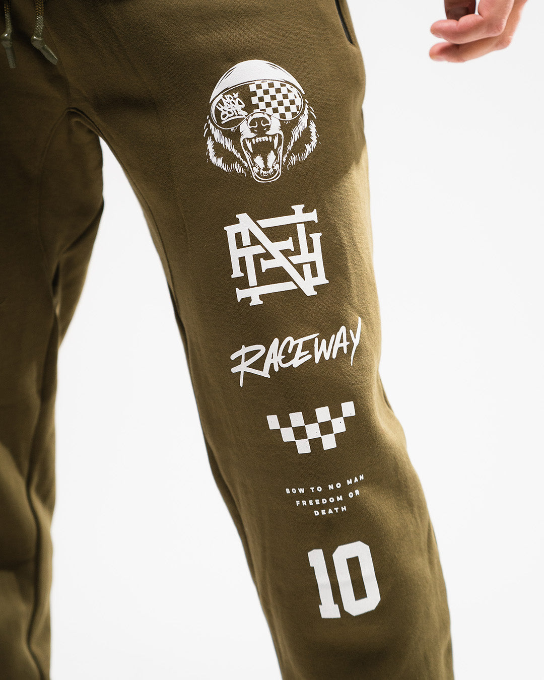 RACE BEAR FITTED JOGGERS - OLIVE