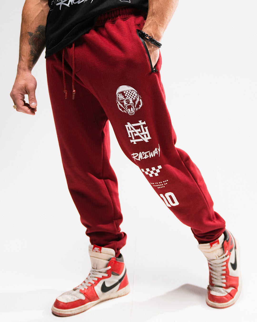 RACE BEAR FITTED JOGGERS - MAROON