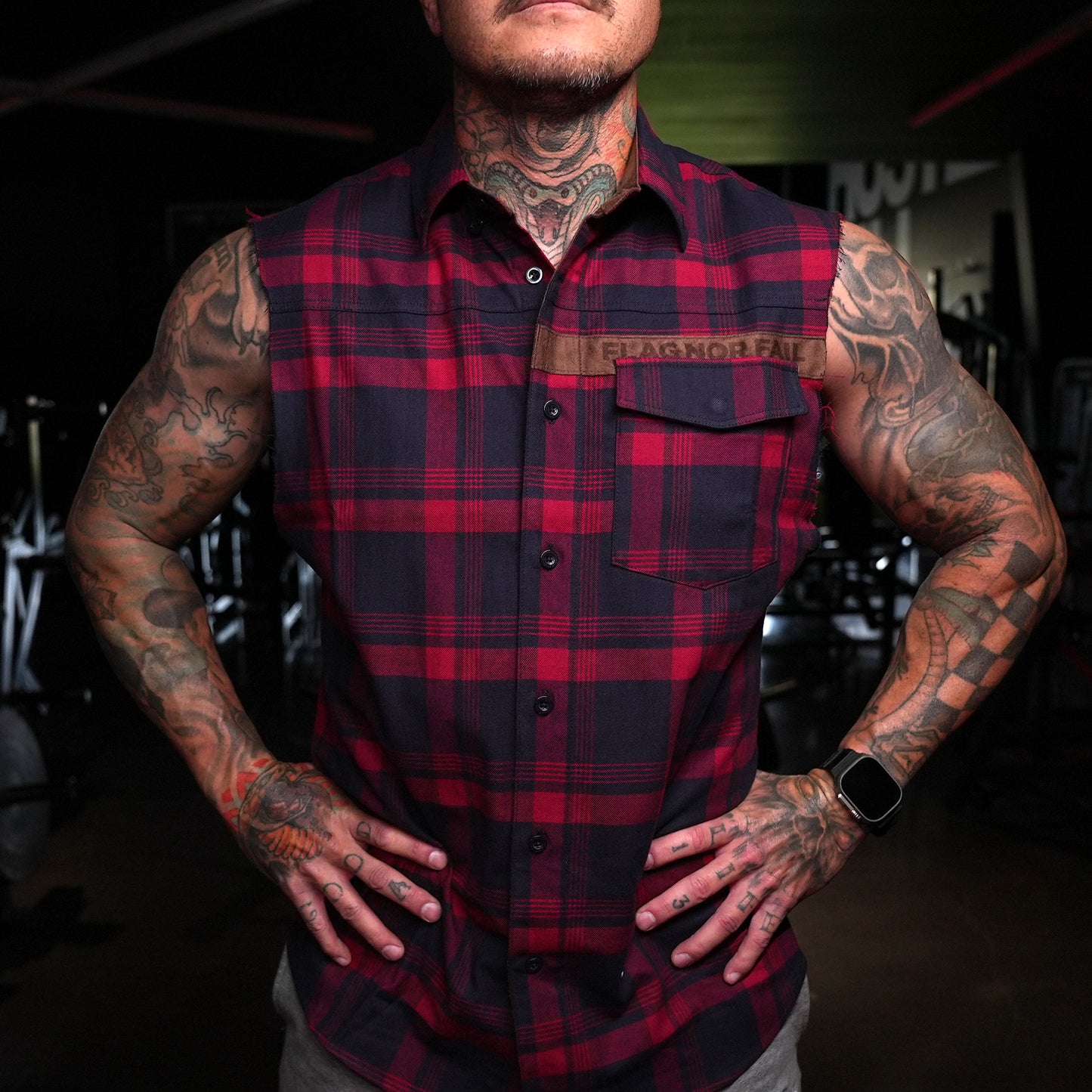 MIDWEIGHT FOREVER SLEEVELESS FLANNEL-RED