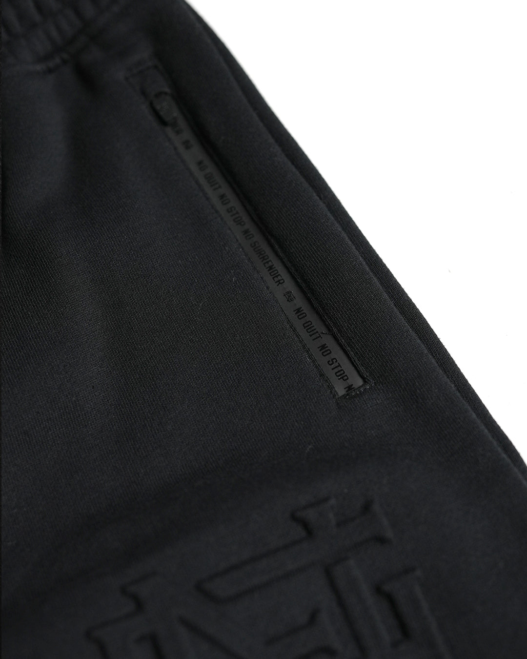 EMBOSSED FITTED JOGGERS-BLACK