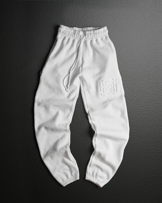 EMBOSSED CHAMP JOGGERS-WHITE