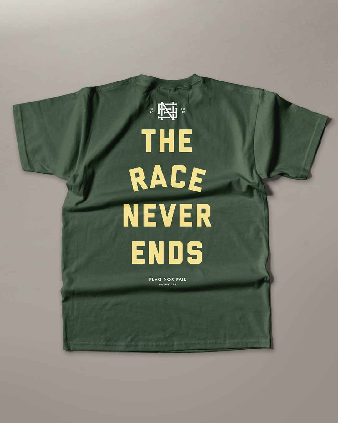 THE RACE NEVER ENDS TEE - PREORDER