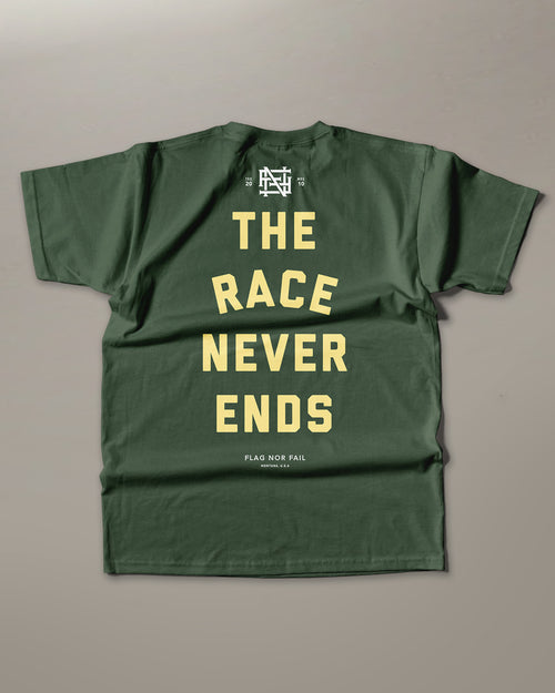 THE RACE NEVER ENDS TEE - PREORDER