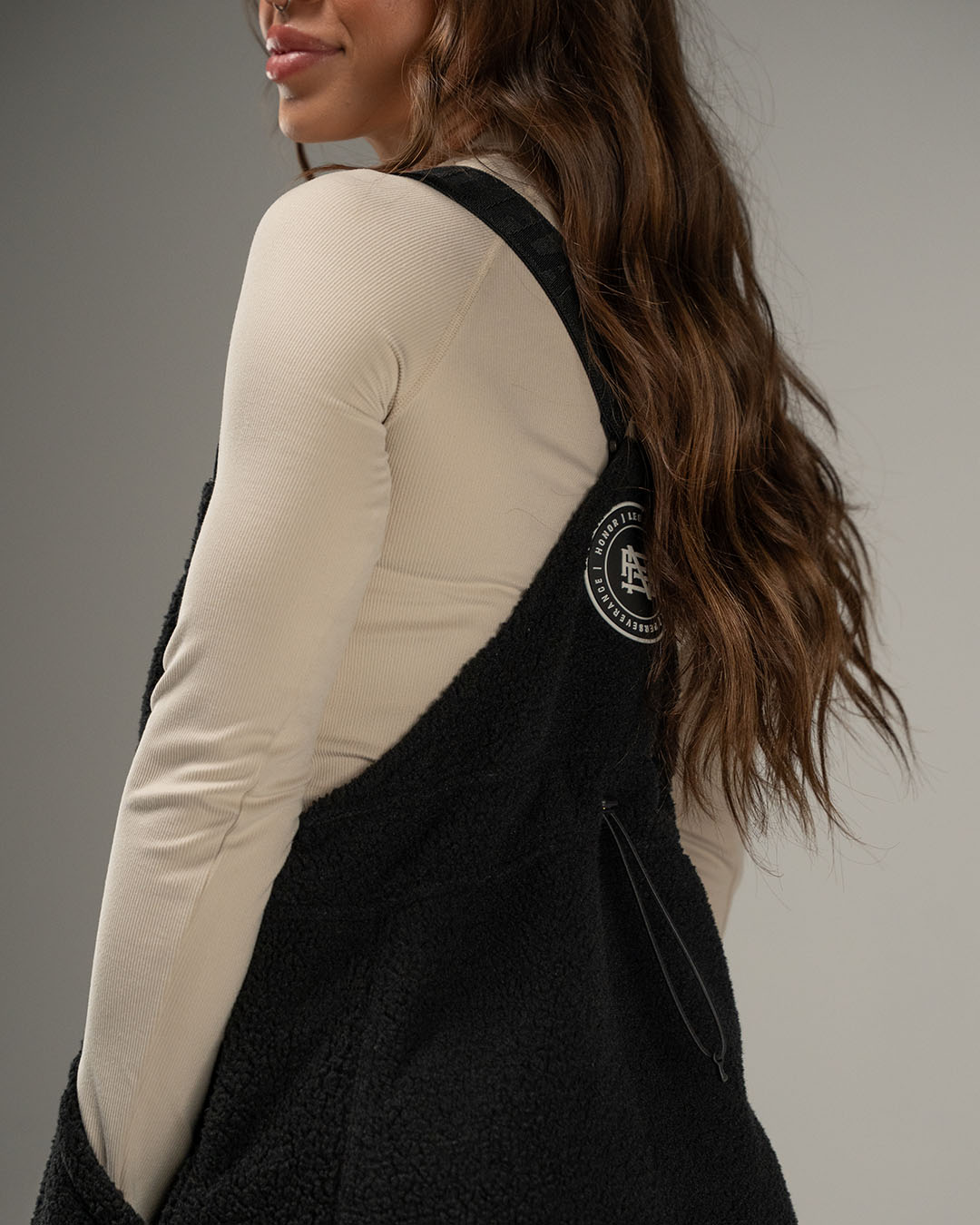 WOMENS OVERALLS - BLACK SHERPA