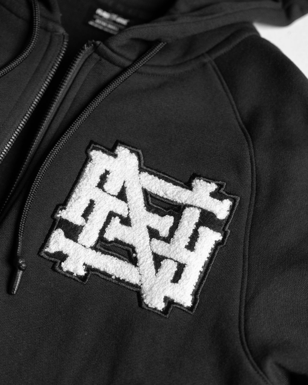 VARSITY PATCH ZIP UP + FREE TEE - BLACK