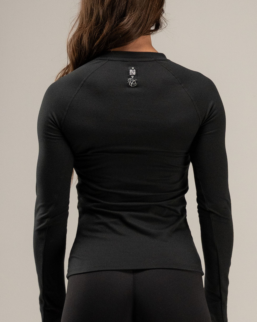 WOMENS RIBBED HENLEY - BLACK