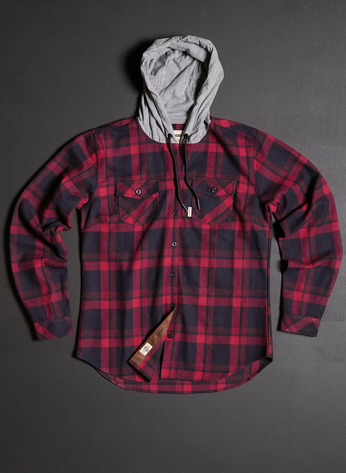 WOMEN'S HOODED NO HANDOUTS X FOREVER FLANNEL - RED