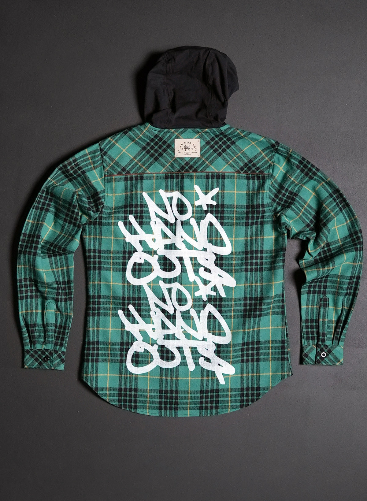 WOMEN'S HOODED NO HANDOUTS X FOREVER FLANNEL - GREEN