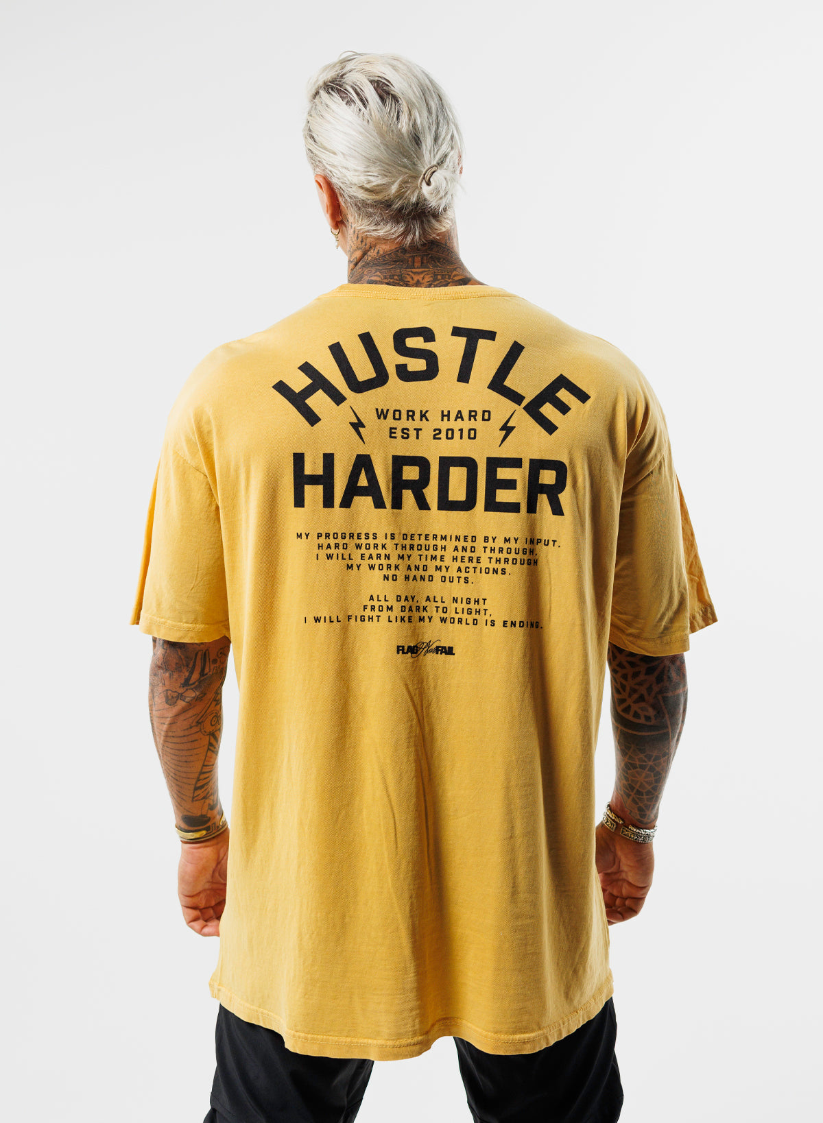 HUSTLE HARDER OVERSIZED TEE - YELLOW – FLAG NOR FAIL