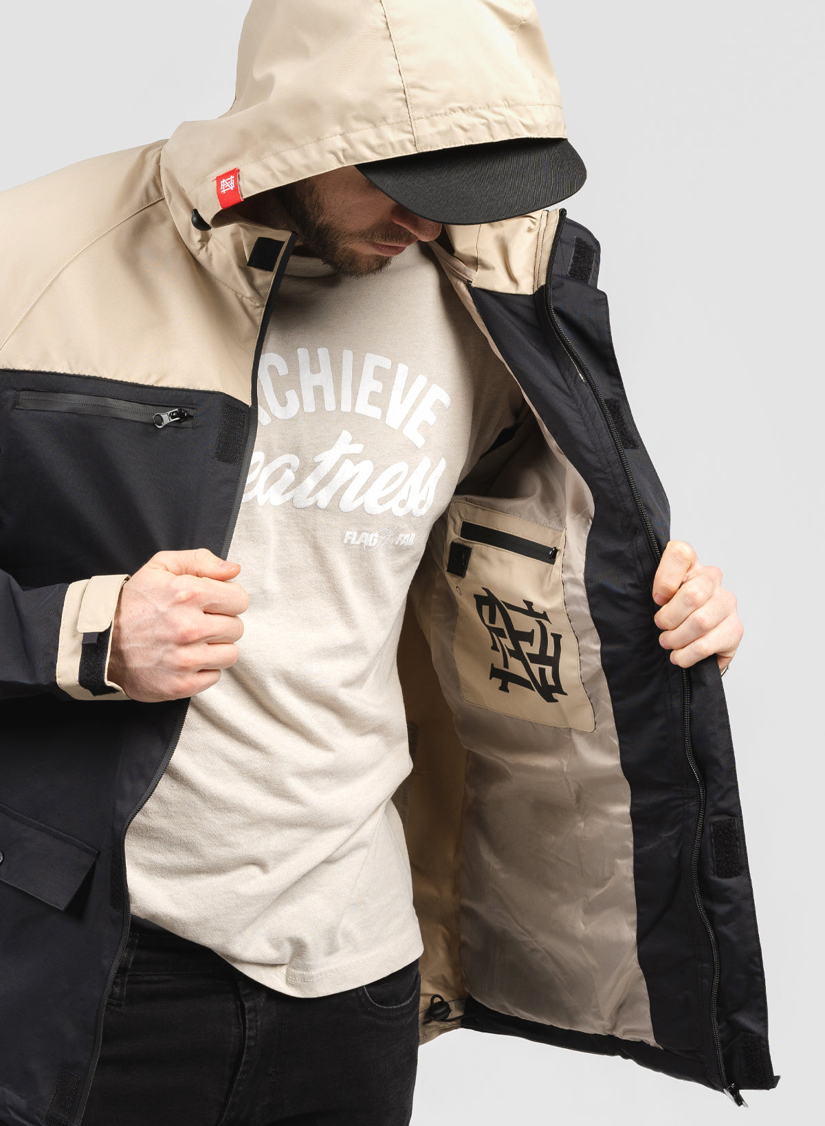 Tan rain shop jacket