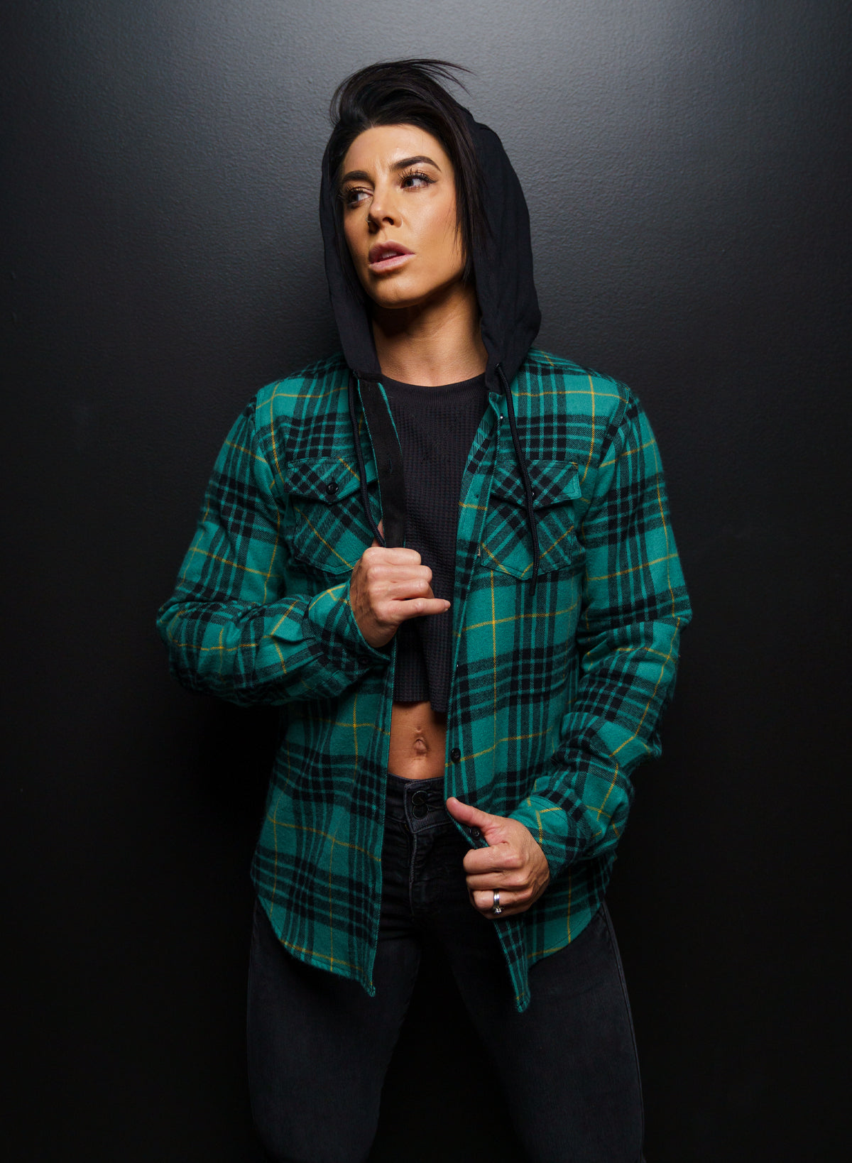 WOMEN S HOODED FOREVER FLANNEL GREEN FLAG NOR FAIL