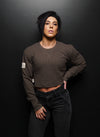 WOMEN'S FOREVER WAFFLE KNIT CROP - OLIVE GREY thumbnail