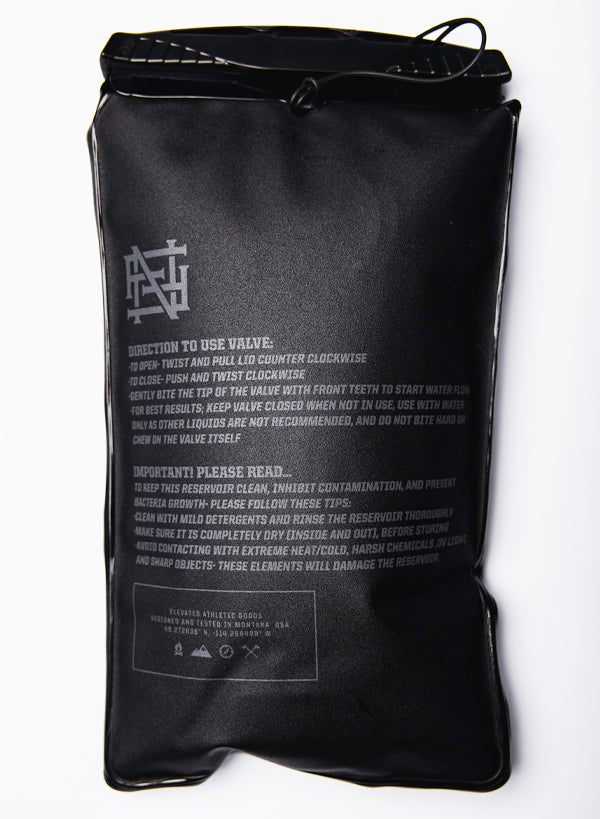 The photo shows the back of our specially branded 1.5L bladder.