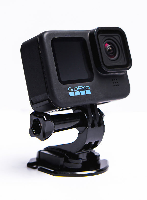 The photo shows a GoPro attached to our Apex GoPro mount. The mount is black.
