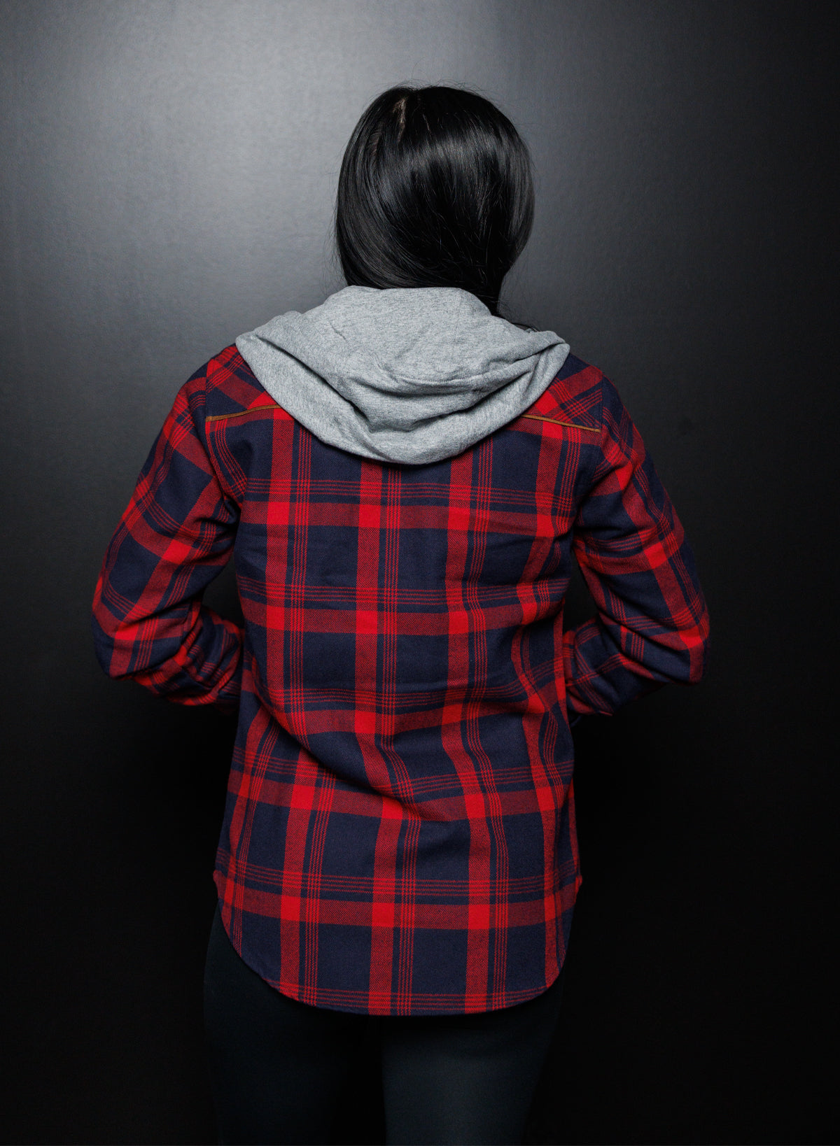 Flannel best sale hoodie women's