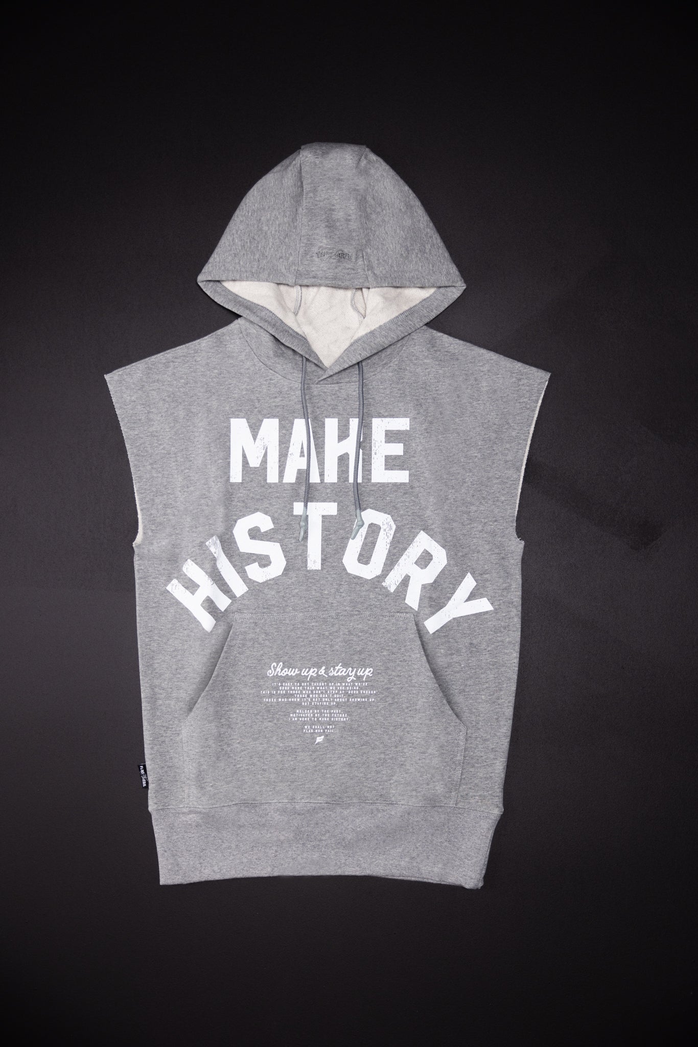MAKE HISTORY - SUDADERA SIN MANGAS CON CAPUCHA - GRIS